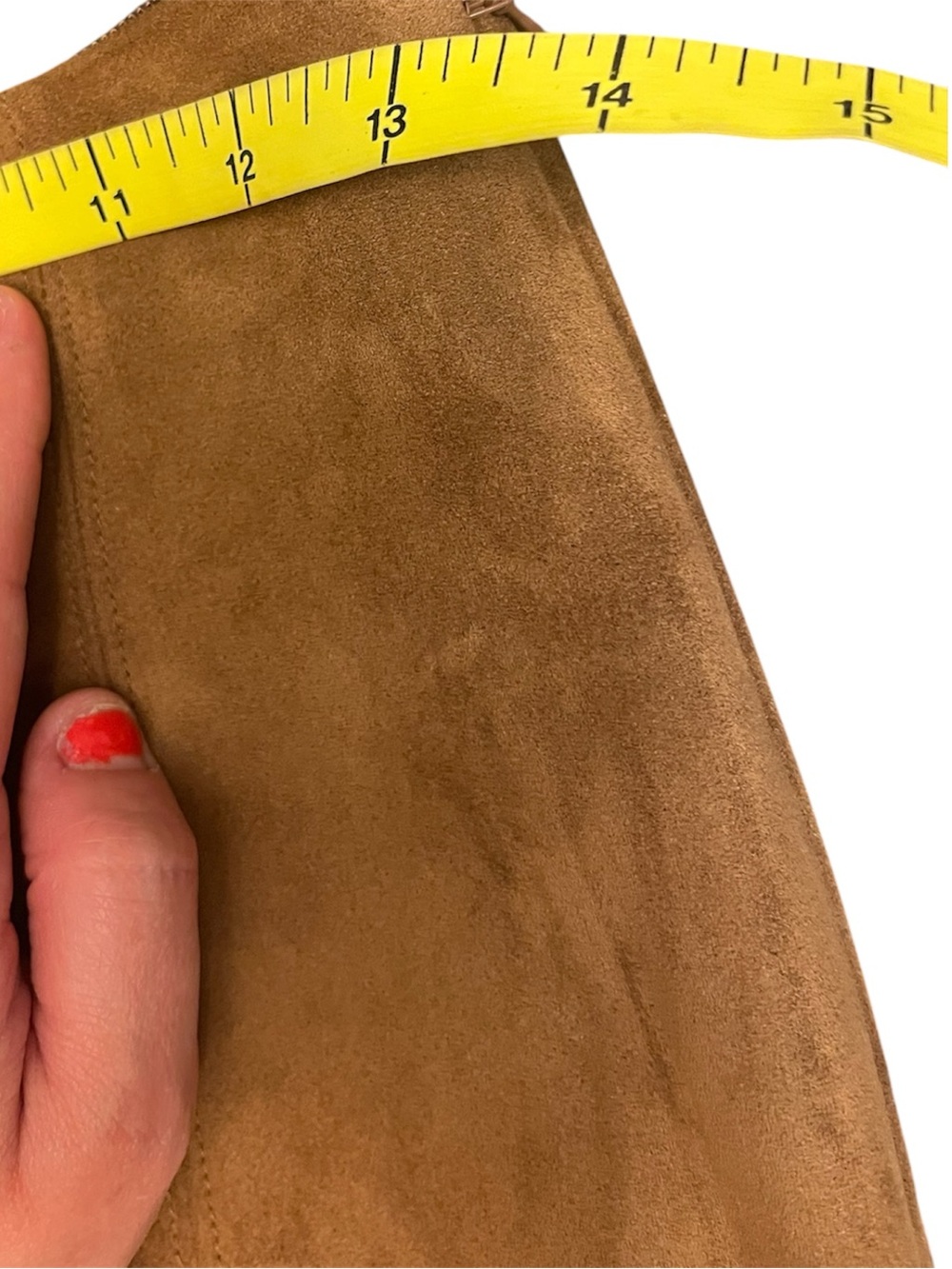 Aritzia Babaton Faux Suede Mini Skirt Dark Camel Size 4 - Picture 9 of 12